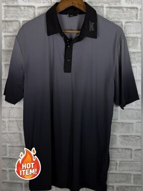 PXG Parsons Xtreme Golf Ombre Performance Polo - Men’s Medium - Gray/Black NWOT